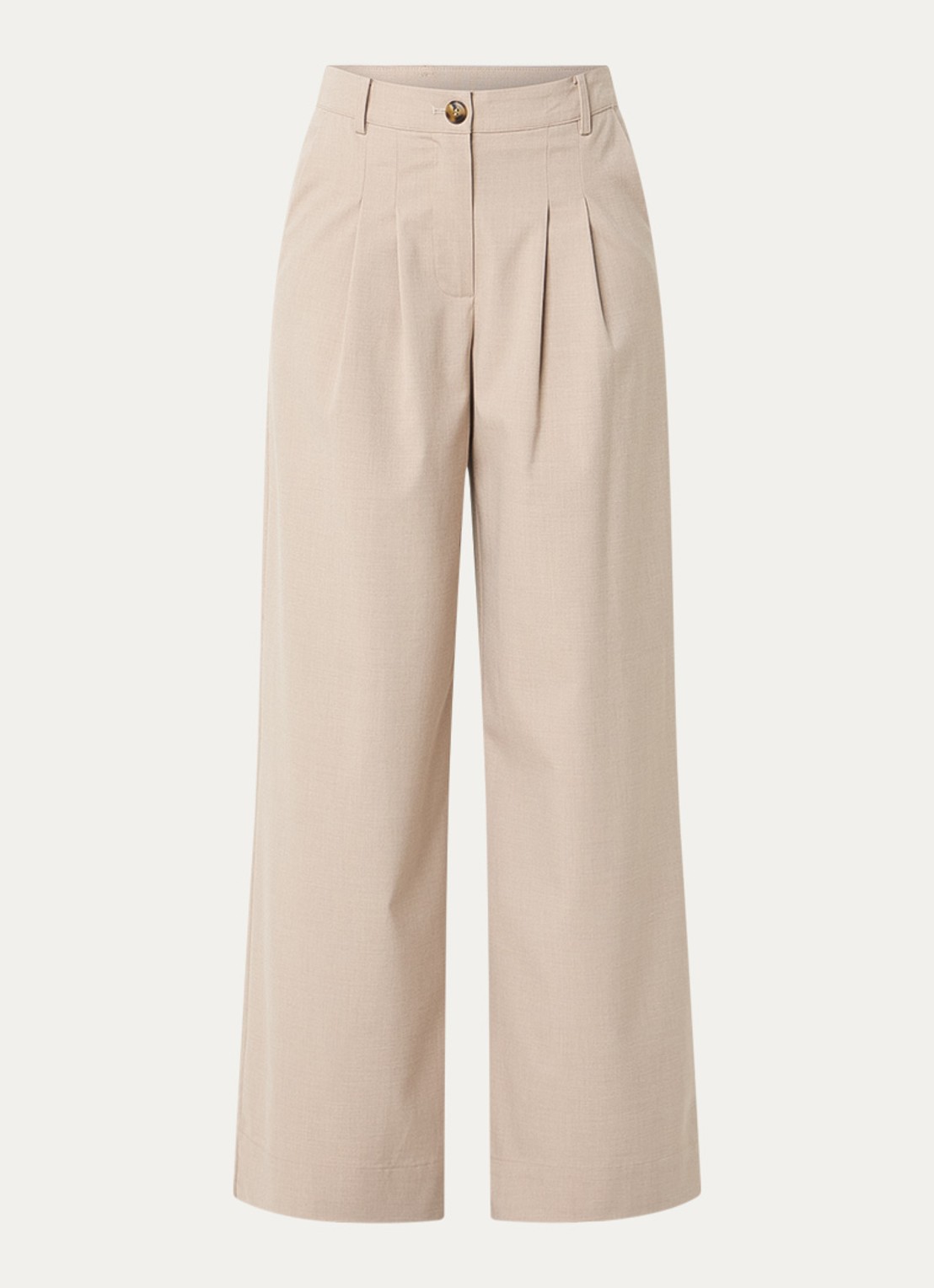 Modström Tuesday high waist loose fit pantalon met steekzakken - voorkant 3 beige