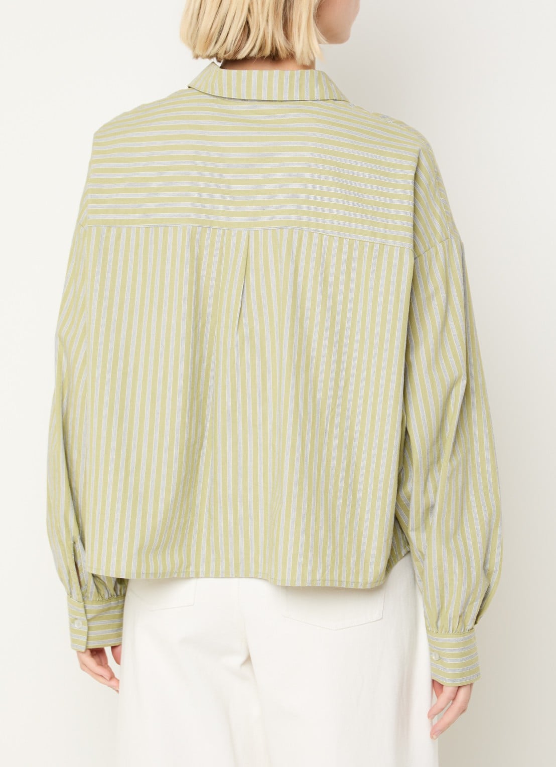 Modström Umeko blouse met streepprint - achterkant 3 lichtgroen