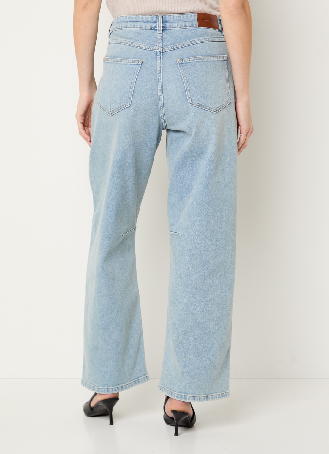 Modström Unji high waist loose fit jeans met lichte wassing - achterkant 3 indigo