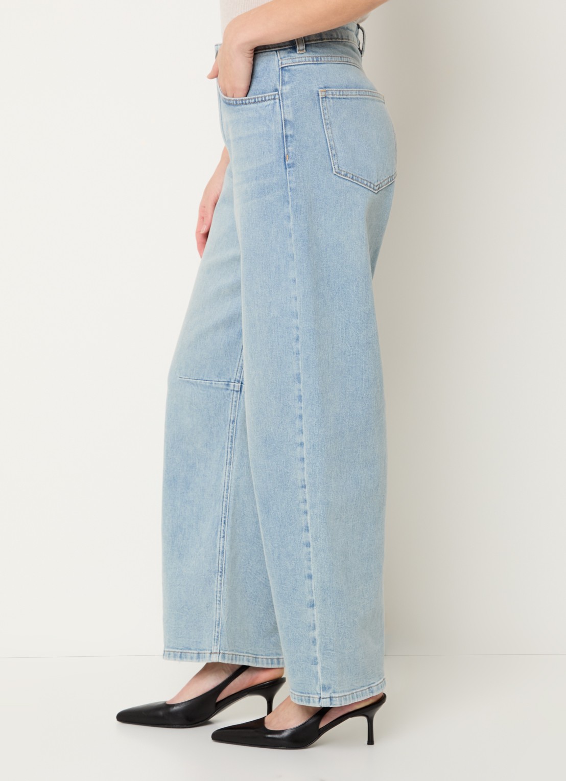 Modström Unji high waist loose fit jeans met lichte wassing - detail 5 indigo