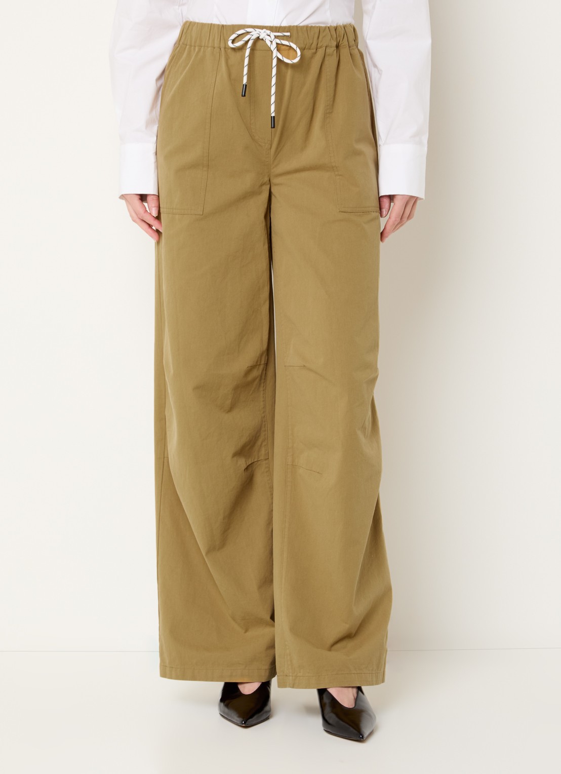 Modström Urania high waist loose fit broek met steekzakken - detail 2 khaki