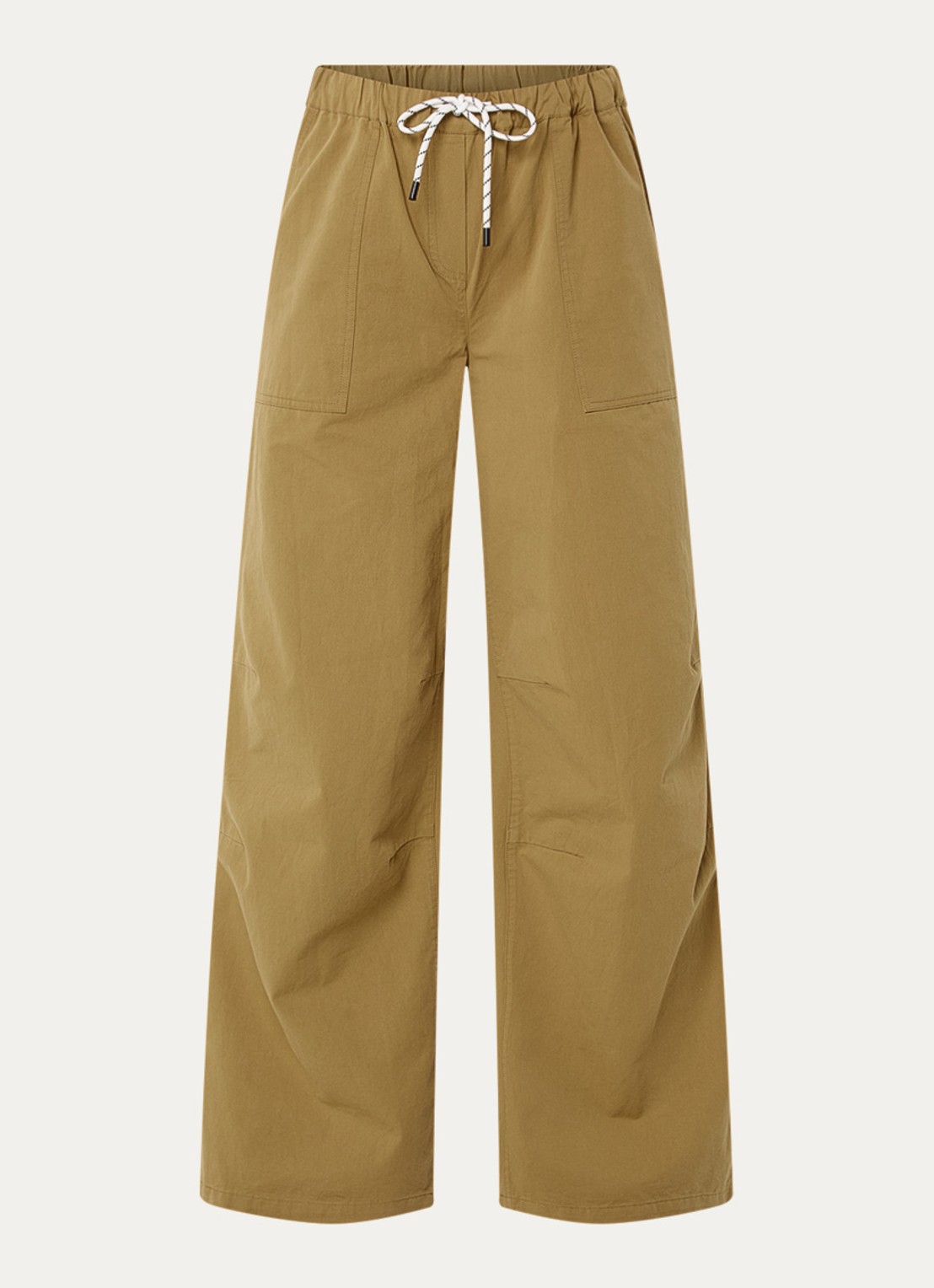 Modström Urania high waist loose fit broek met steekzakken - voorkant 3 khaki