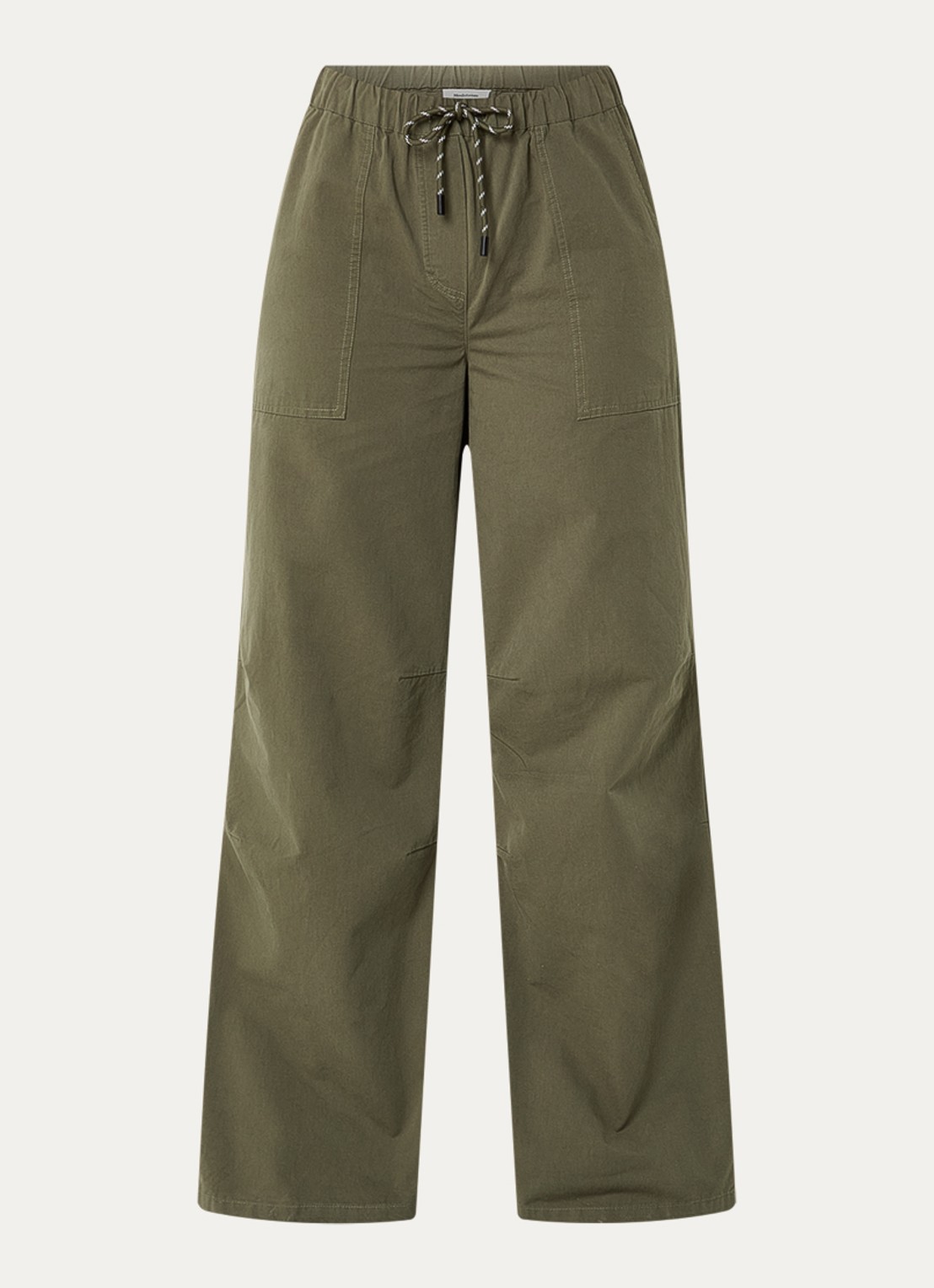 Modström Urania high waist loose fit broek met steekzakken - voorkant 2 olijfgroen
