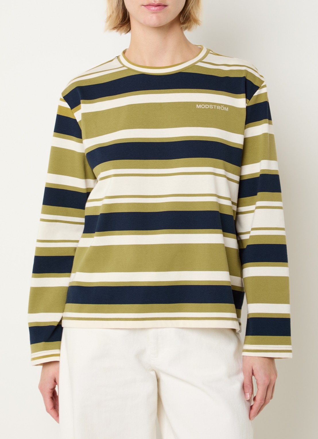 Modström Urban long sleeve met streepprint - detail 4 mosgroen