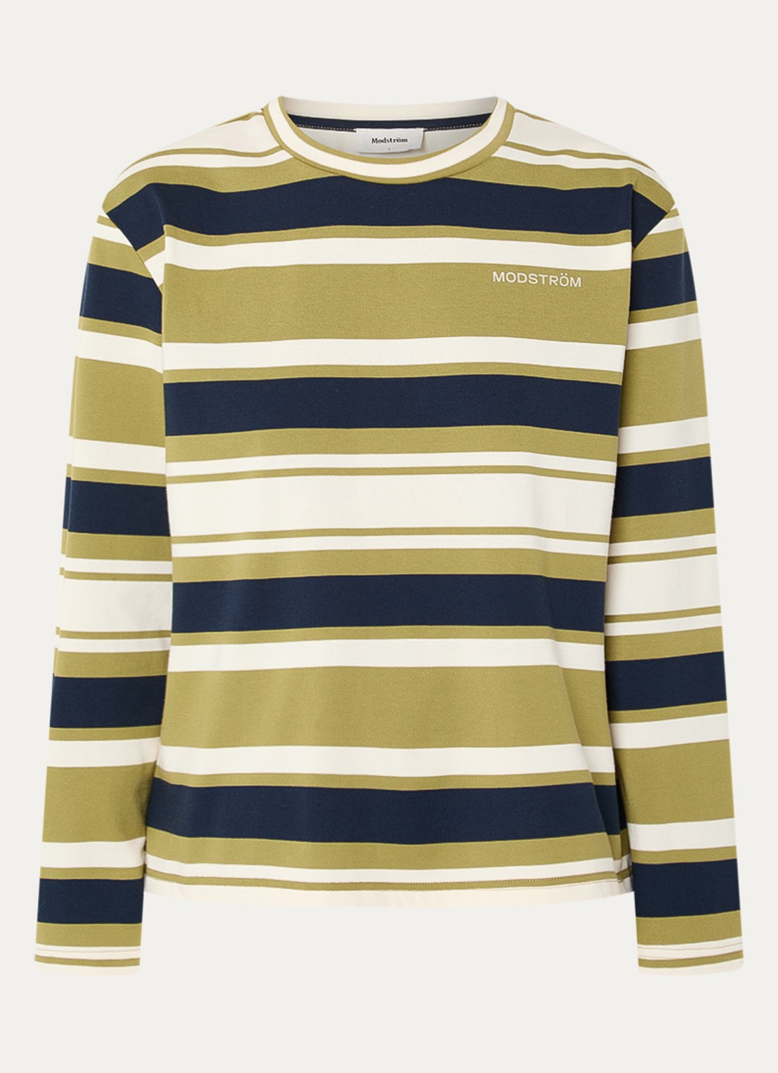 Modström Urban long sleeve met streepprint - voorkant 2 mosgroen