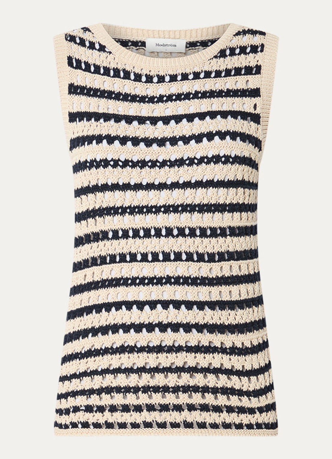 Modström Vester mouwloze top met opengewerkt dessin - voorkant 2 donkerblauw