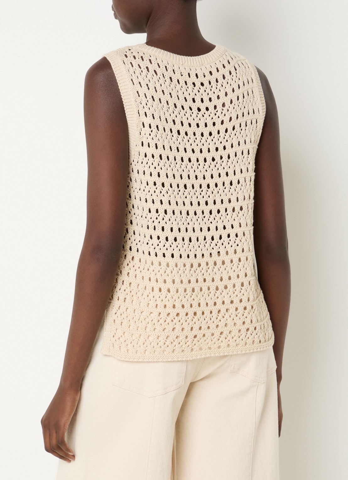 Modström Vester mouwloze top met opengewerkt dessin - achterkant beige