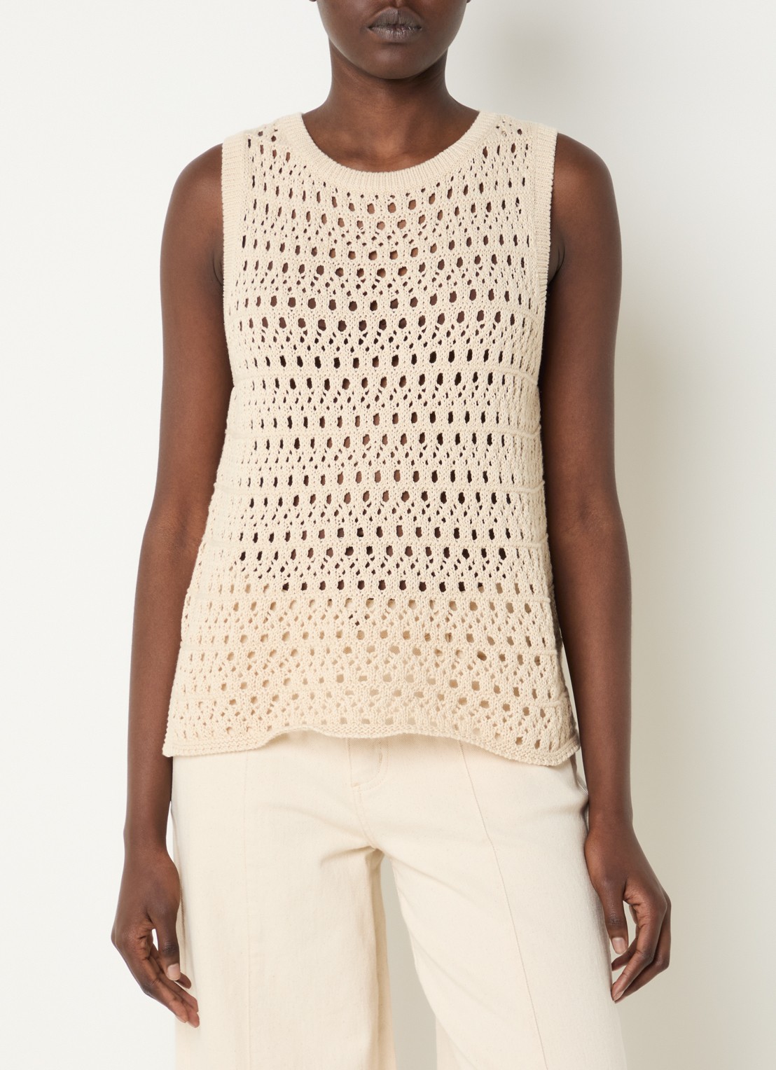 Modström Vester mouwloze top met opengewerkt dessin - detail 4 beige