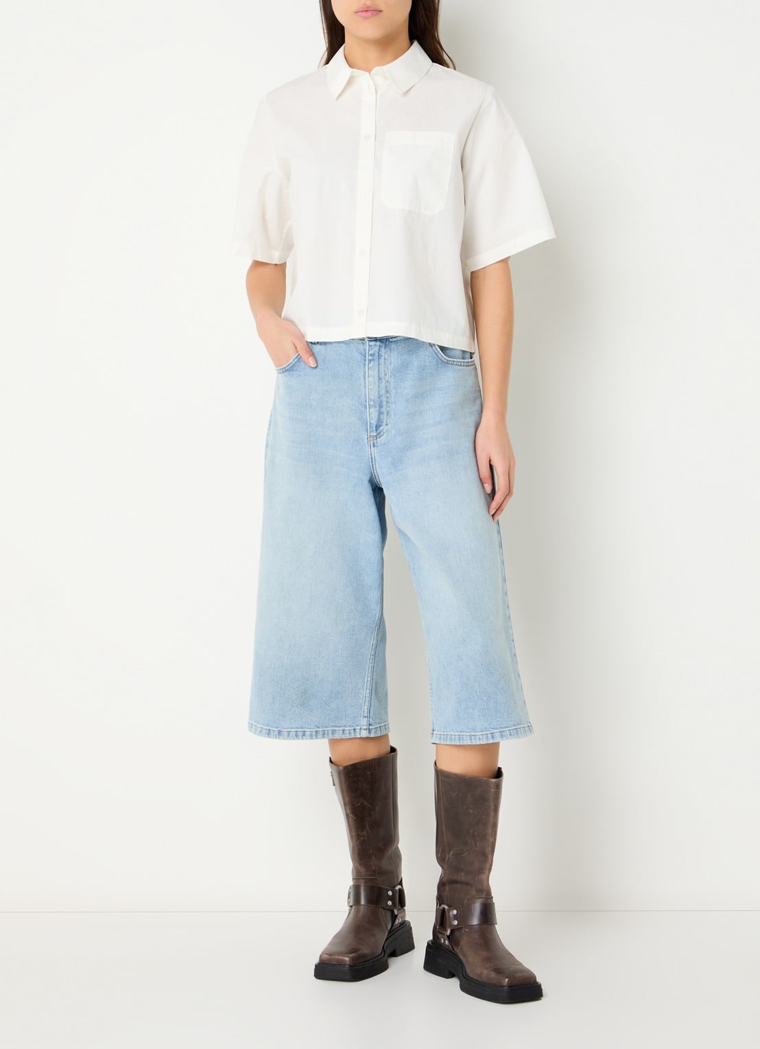 Modström Vilbert blouse met borstzak - voorkant 4 gebroken wit