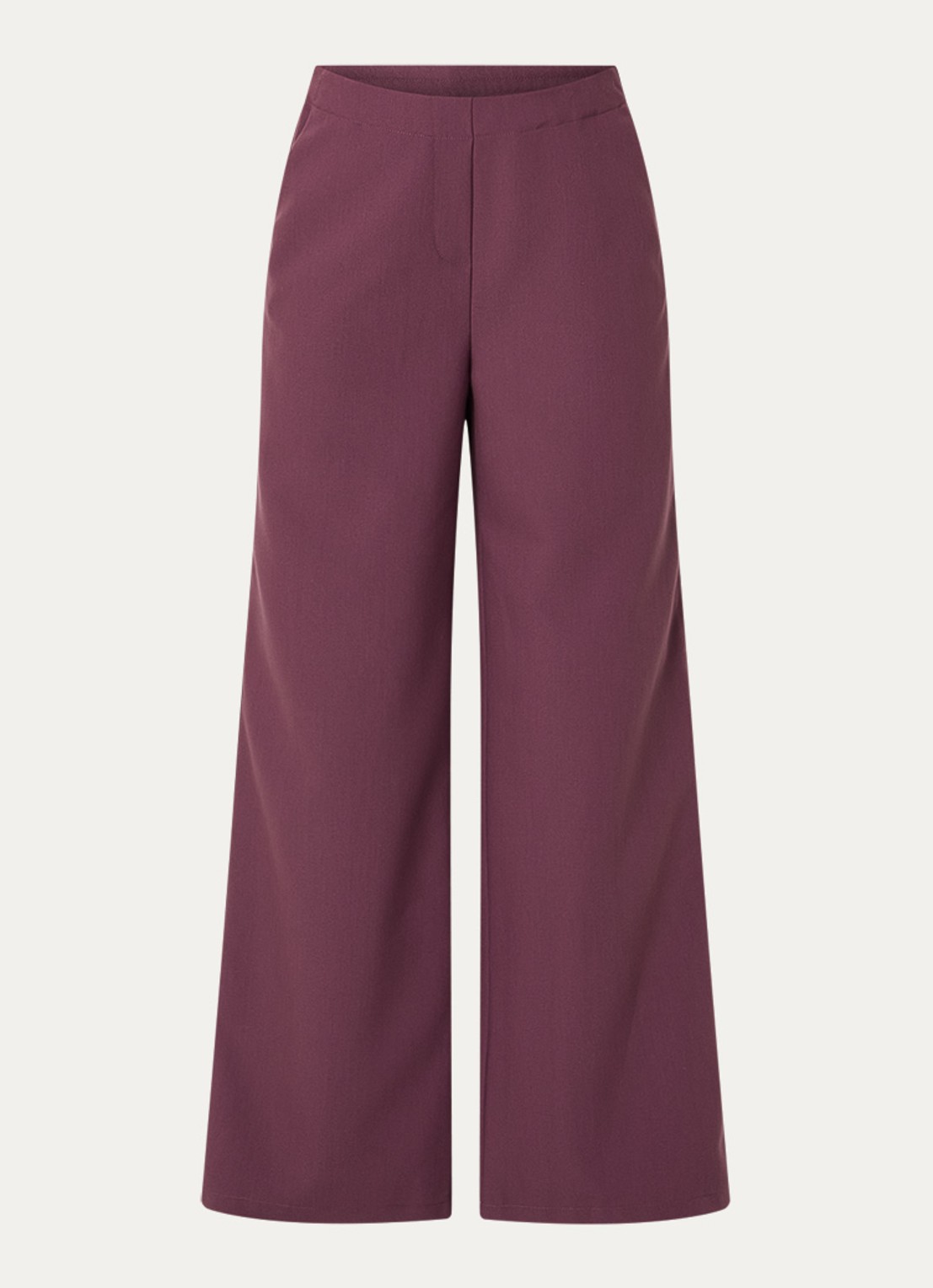 Modström Vildarmd high waist wide fit pantalon met steekzakken - voorkant 3 aubergine