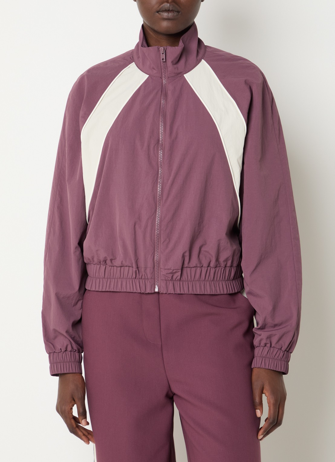 Modström Volmermd jack met opstaande kraag - detail 3 aubergine
