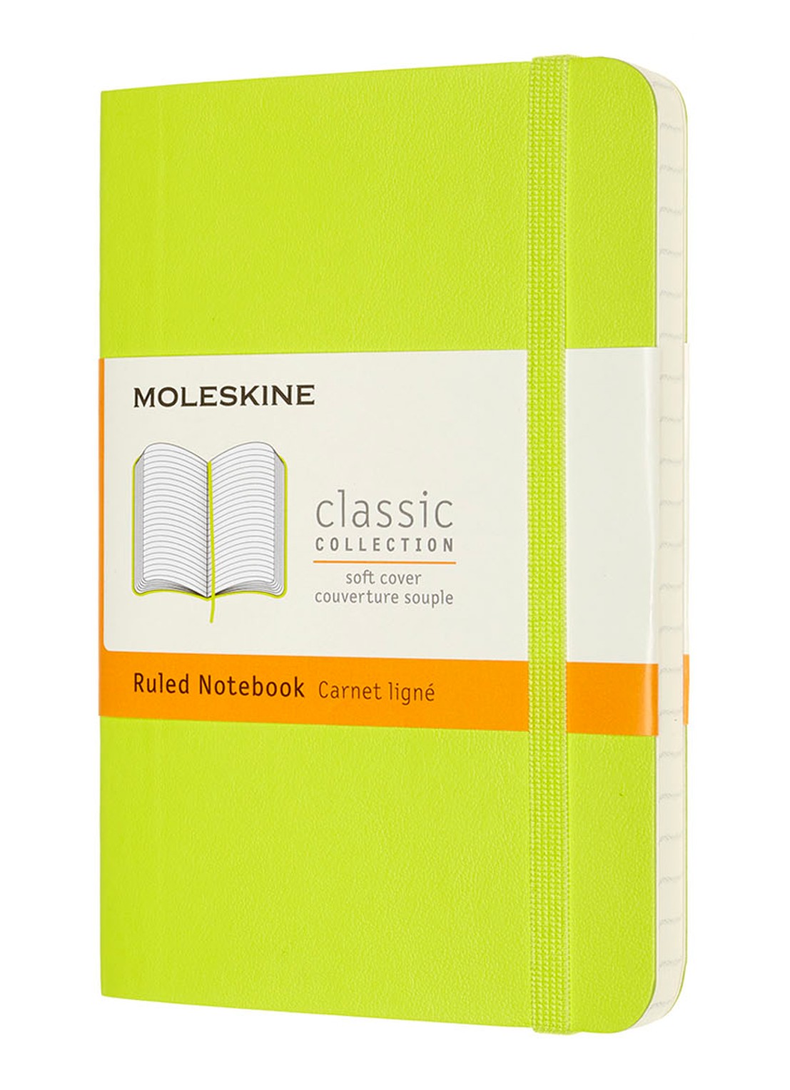 Moleskine Classic Pocket gelinieerd notitieboek 14 x 9 cm - voorkant 2 neongroen