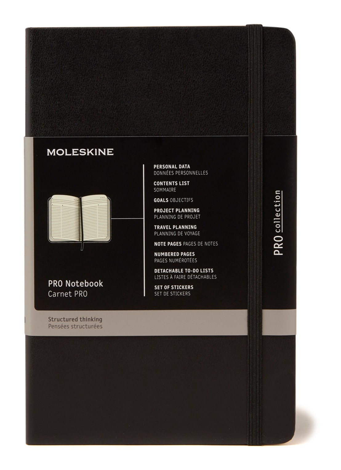 Moleskine Professional notitieboek hard L 21 x 13 cm - voorkant zwart