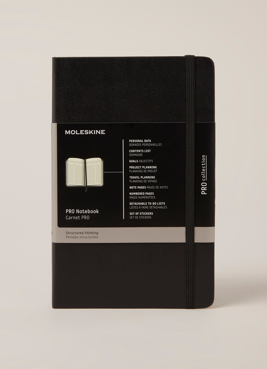 Moleskine Professional notitieboek hard L 21 x 13 cm - voorkant 2 zwart
