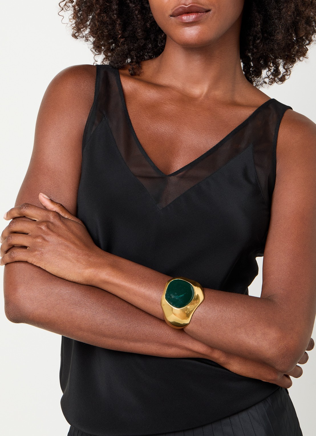 Moliane Bali Green bangle verguld - voorkant 2 goud