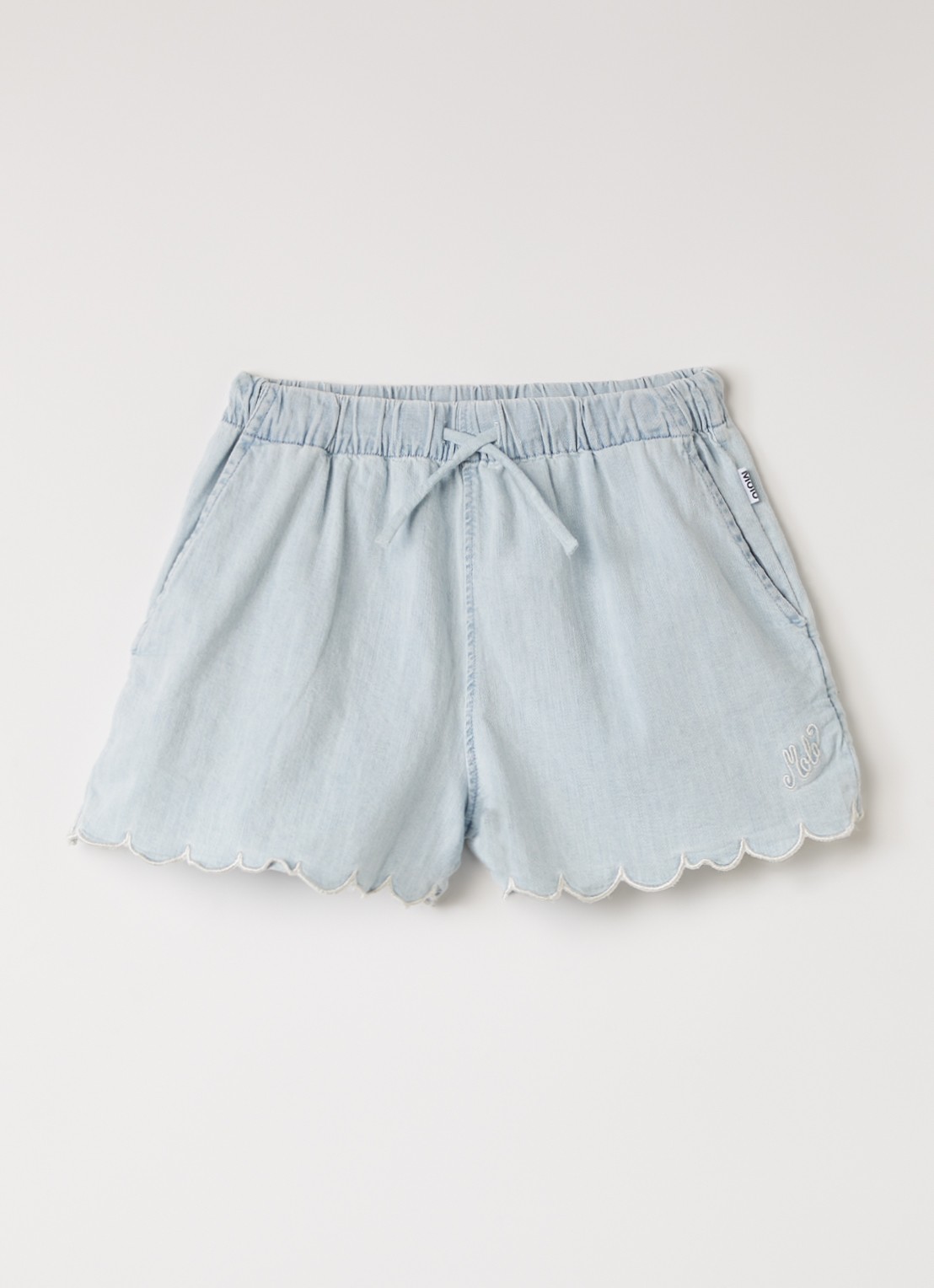 Molo Addie wide fit korte broek van chambray - voorkant 2 lichtblauw
