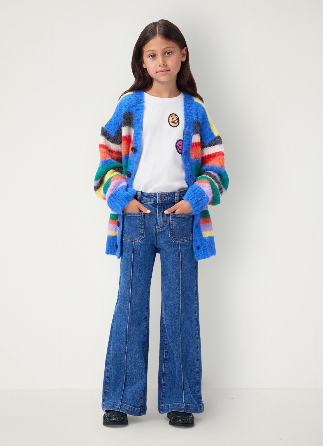 Molo Adina high waist flared jeans van  katoen - voorkant 2 indigo