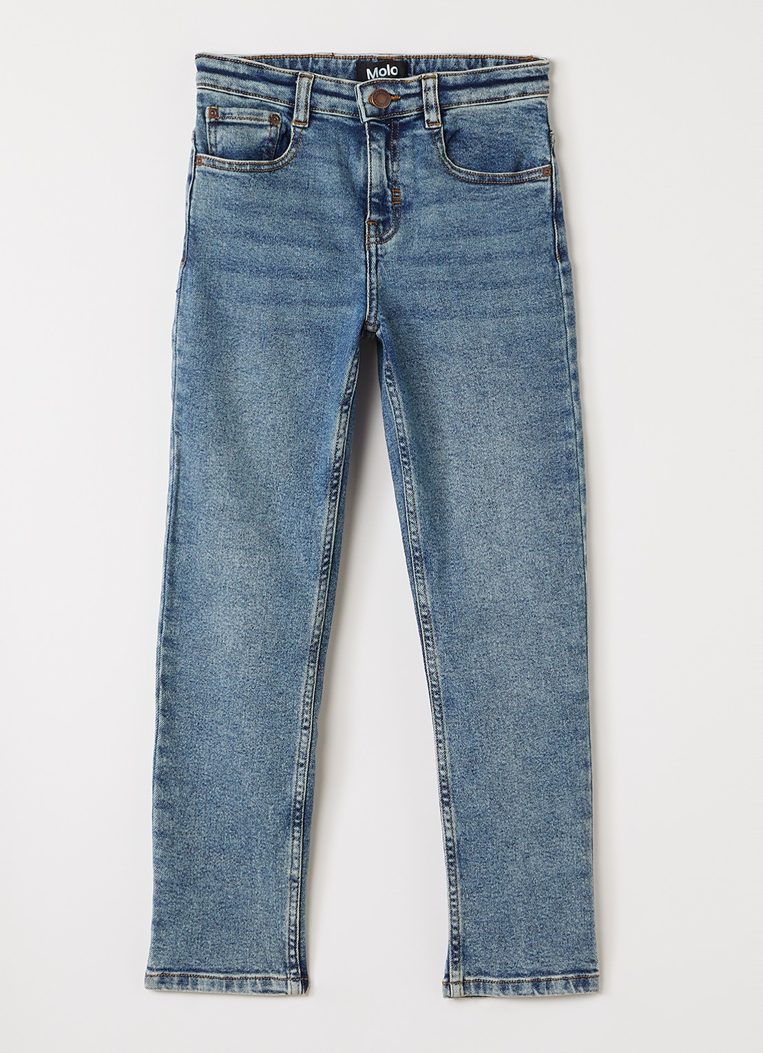 Molo Aksel straight leg jeans met medium wassing - voorkant indigo