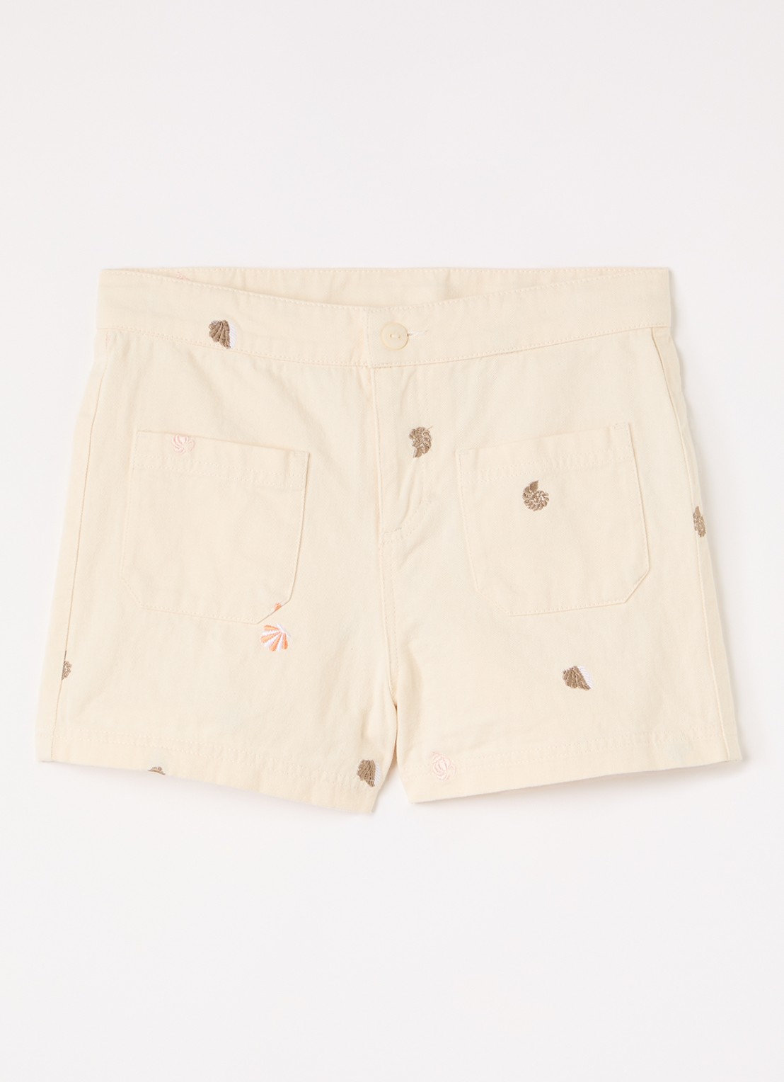 Molo Amanda straight fit korte broek met borduring - voorkant creme