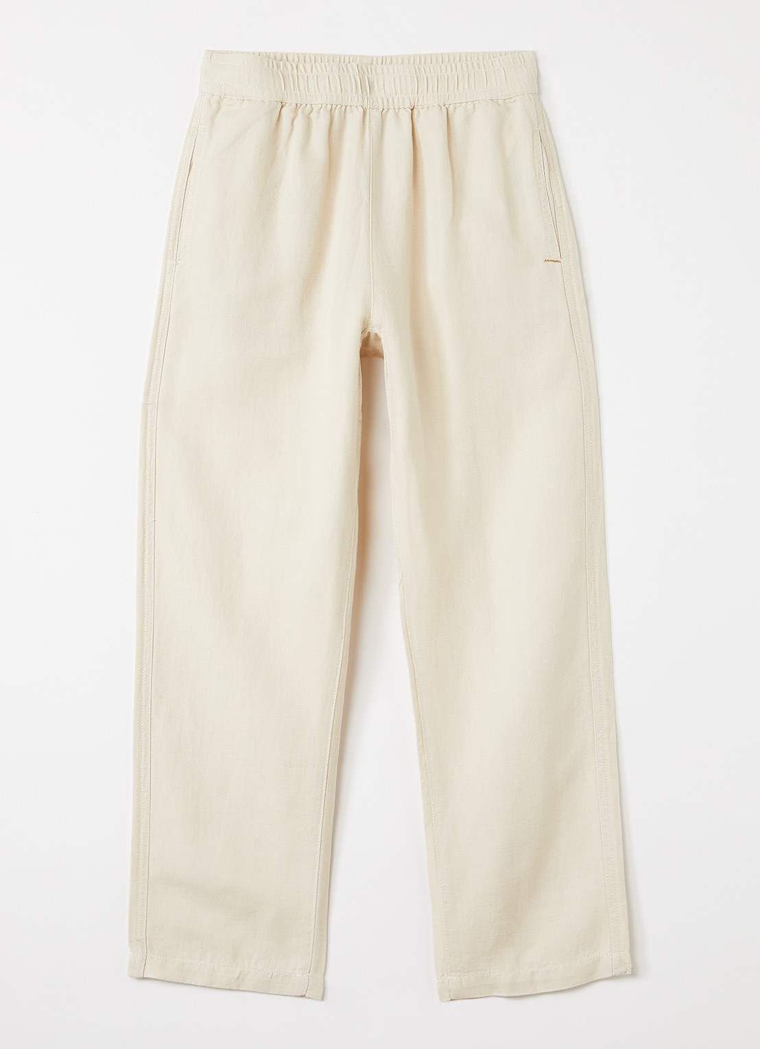 Molo Amor straight fit broek met steekzakken - voorkant beige