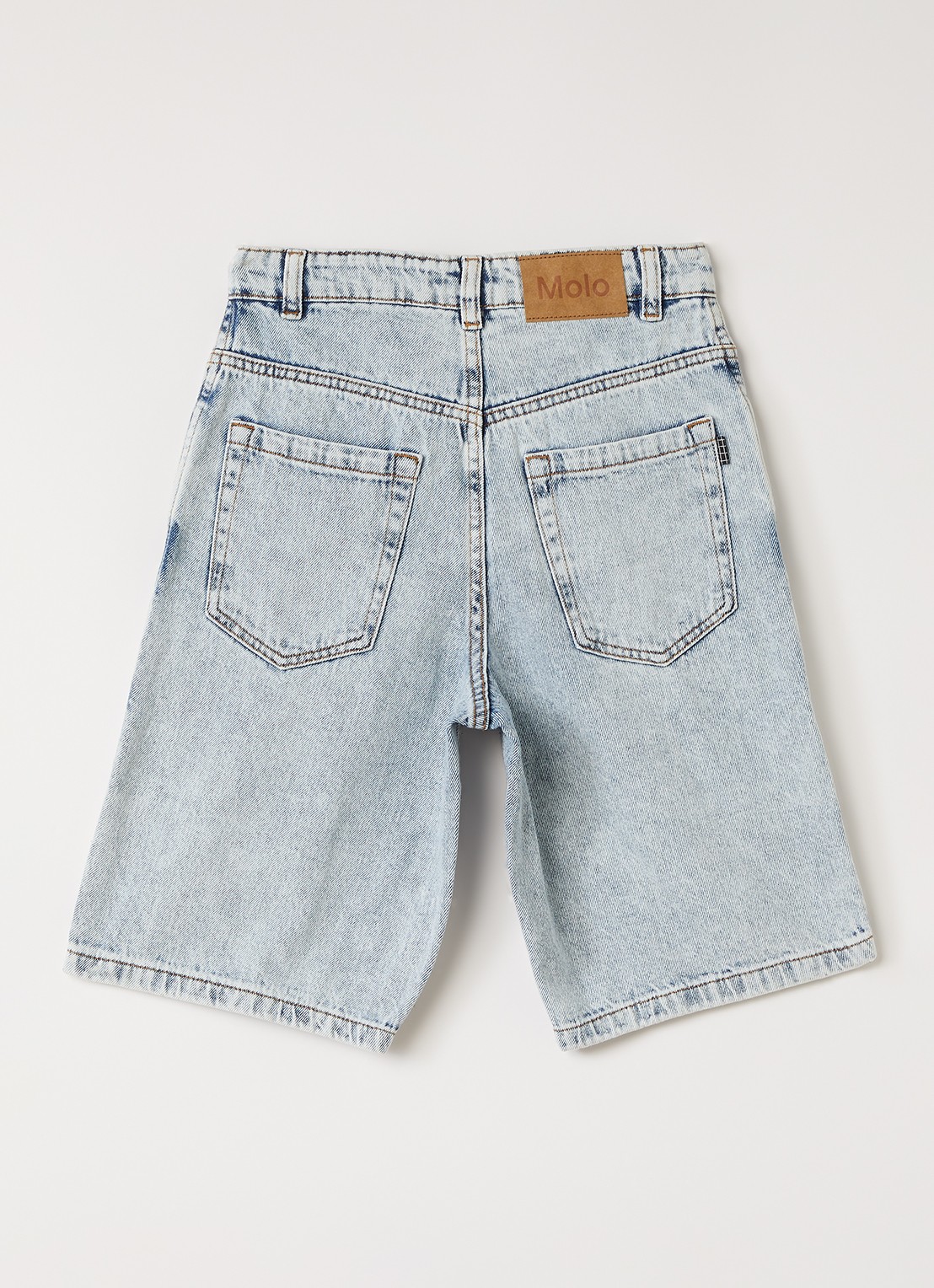 Molo Art straight fit korte broek van denim - voorkant 2 indigo