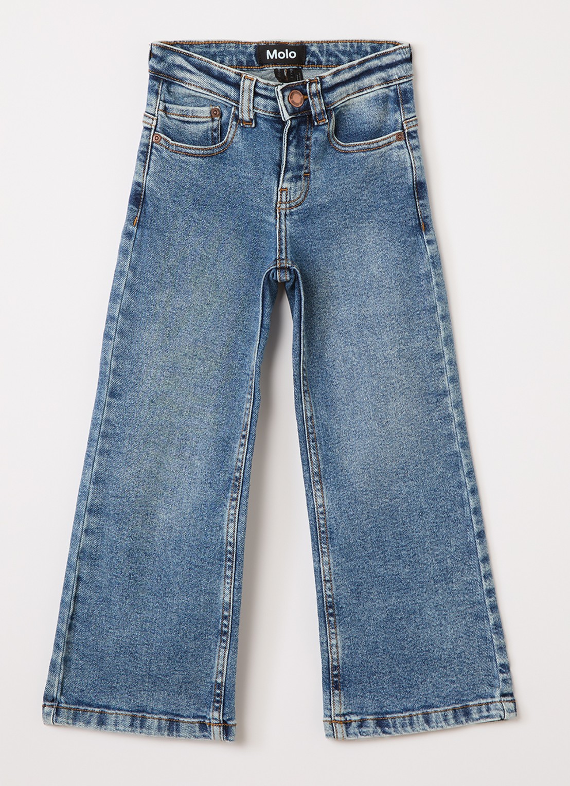 Molo Asta flared jeans van  katoen - voorkant indigo