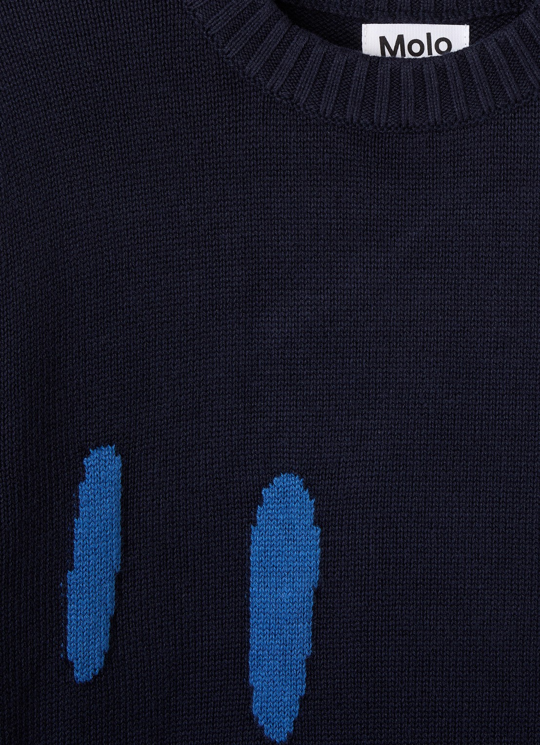 Molo Bello grofgebreide trui in wolblend - detail 3 donkerblauw