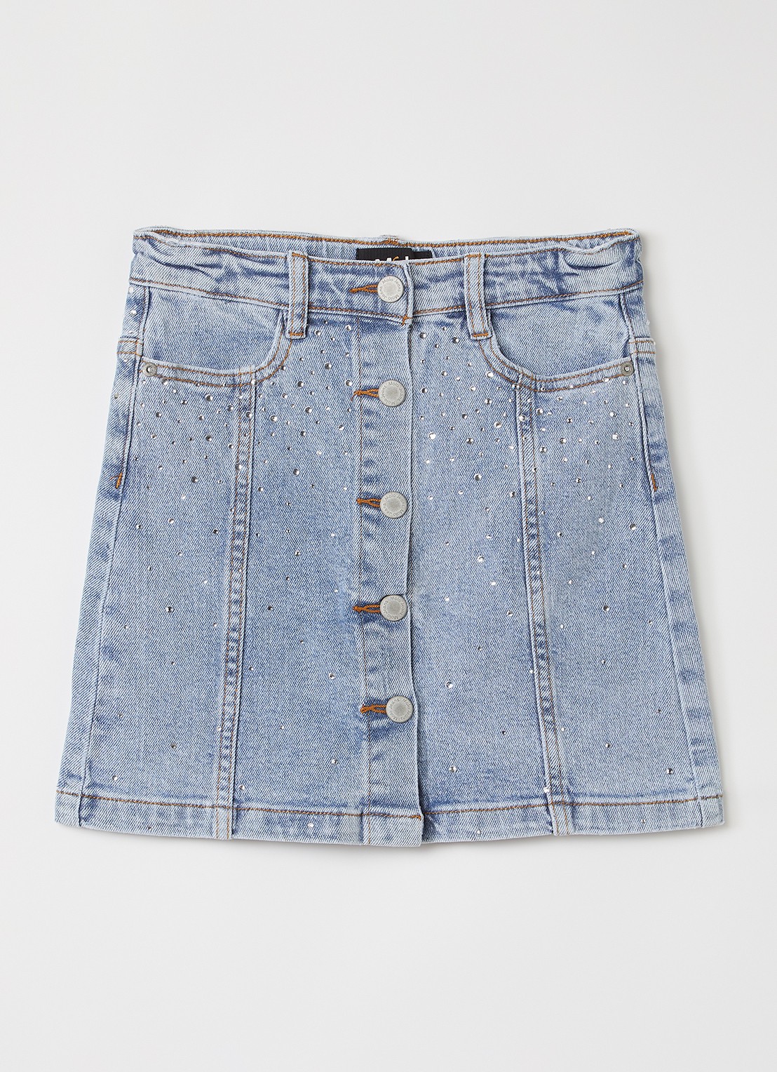 Molo Bera minirok met studs - voorkant indigo