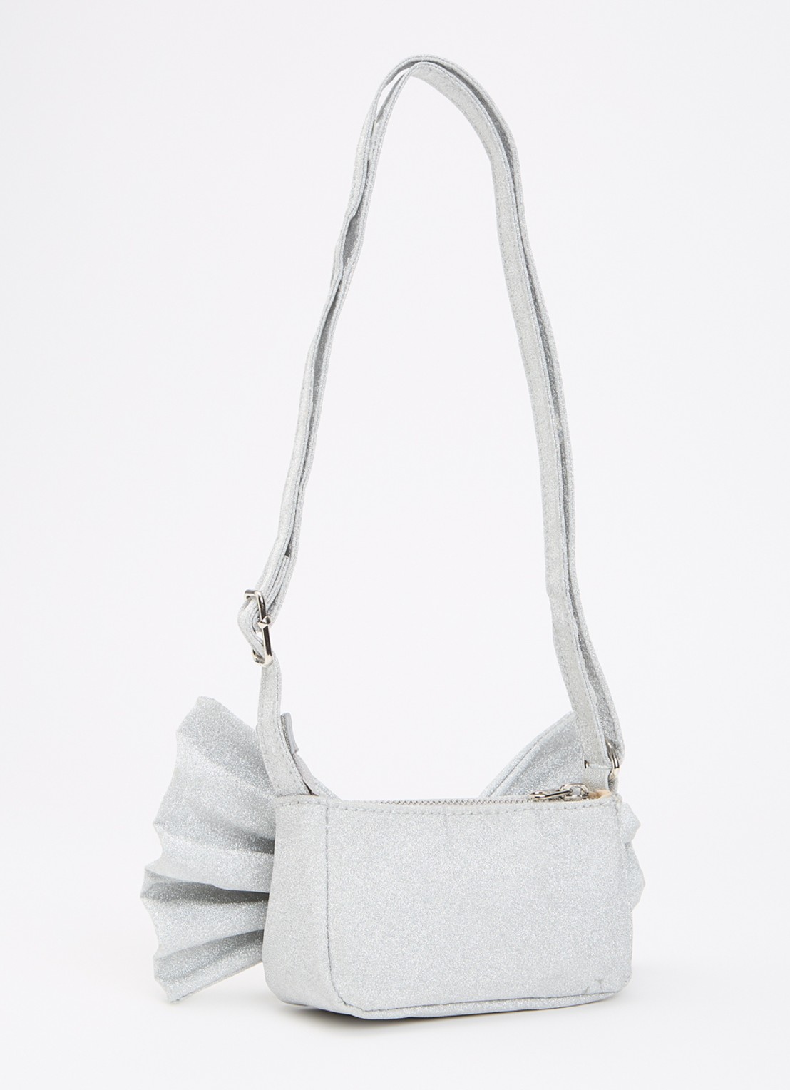 Molo Bow crossbodytas met glitter en strikdetail - achterkant 5 zilver