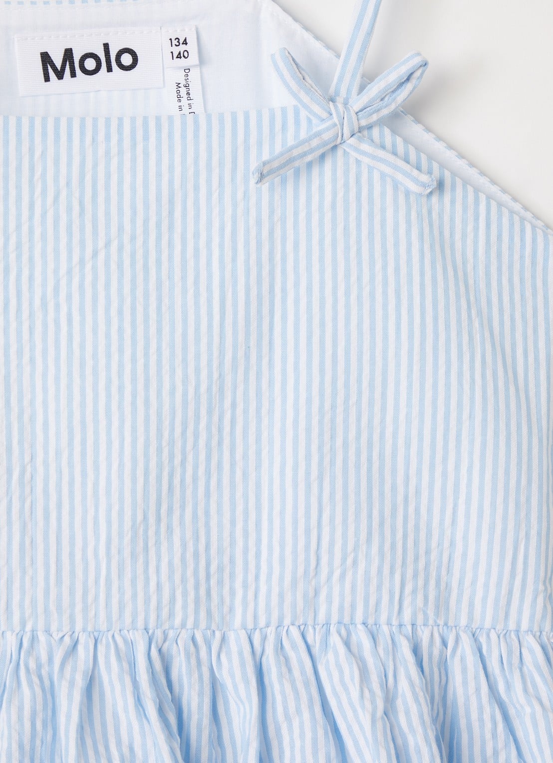 Molo Chelsea jurk met ruches  - detail lichtblauw