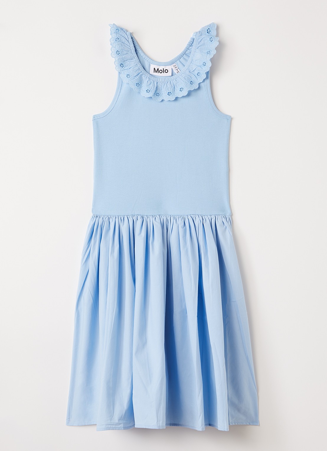 Molo Croco jurk met broderie - voorkant 2 blauwgrijs