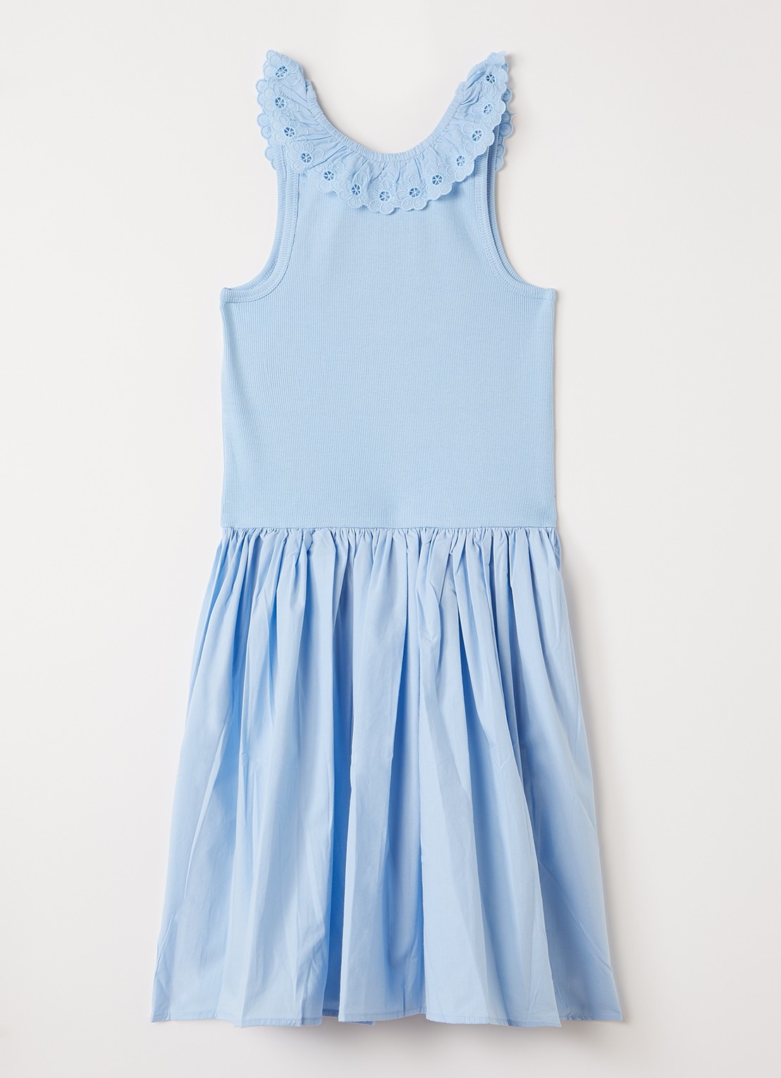 Molo Croco jurk met broderie - voorkant 3 blauwgrijs