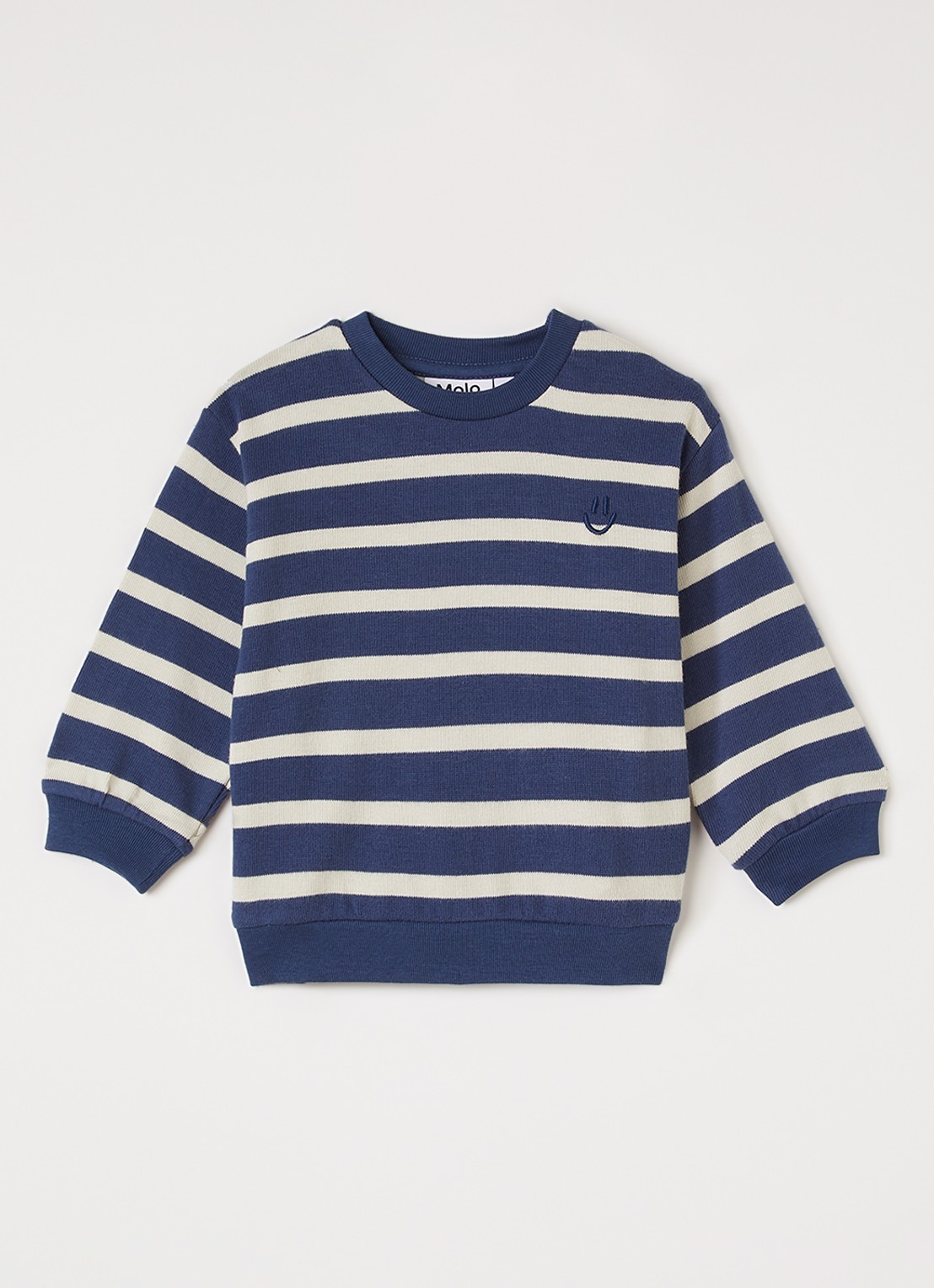 Molo Dear fijngebreide pullover met streepprint - voorkant 2 blauw