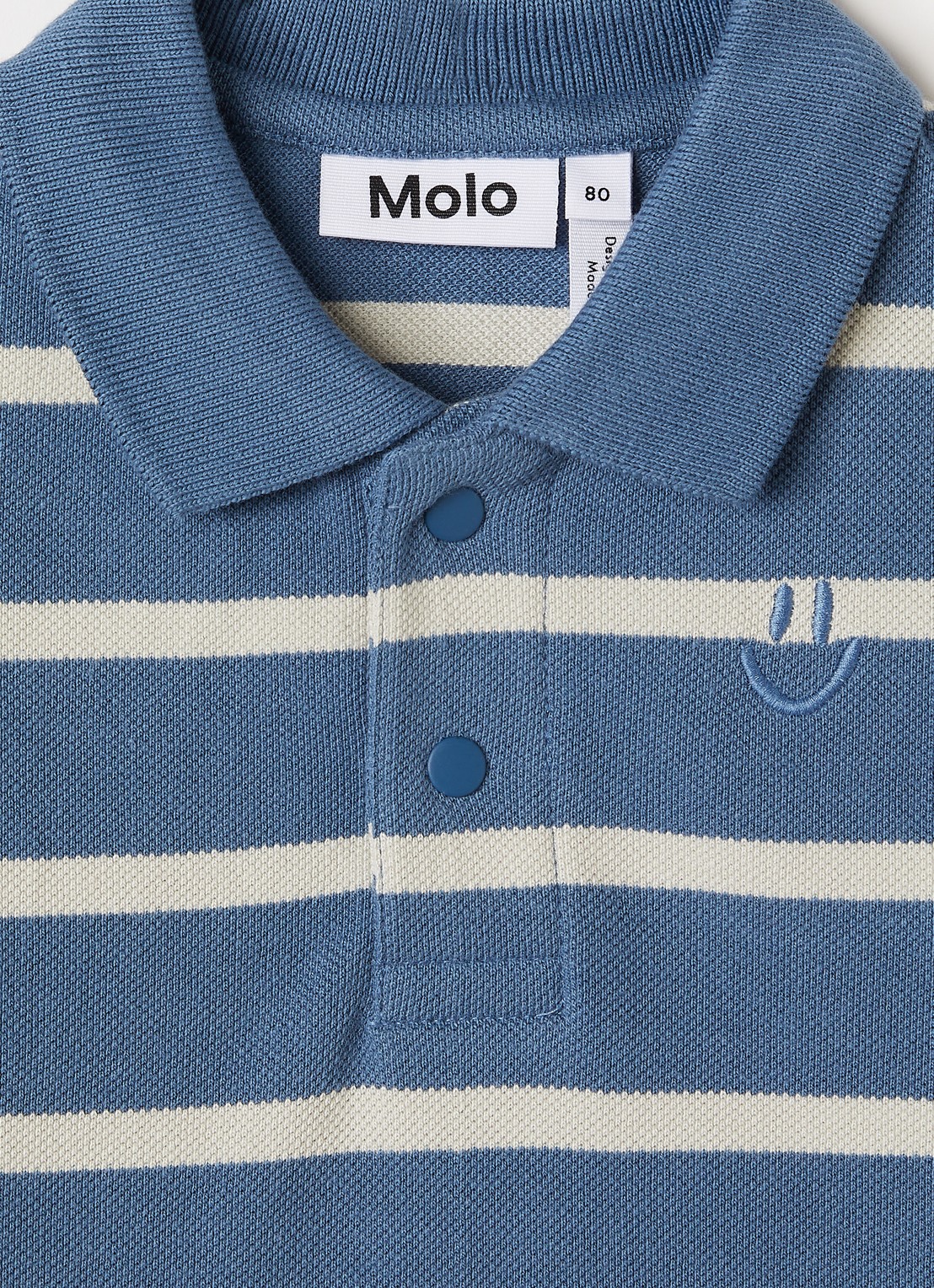 Molo Easty polo met streepprint - detail petrol