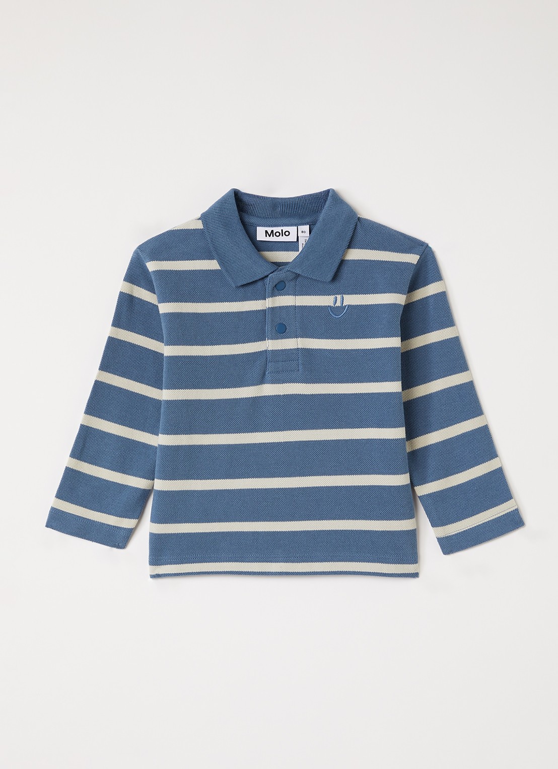 Molo Easty polo met streepprint - voorkant 2 petrol