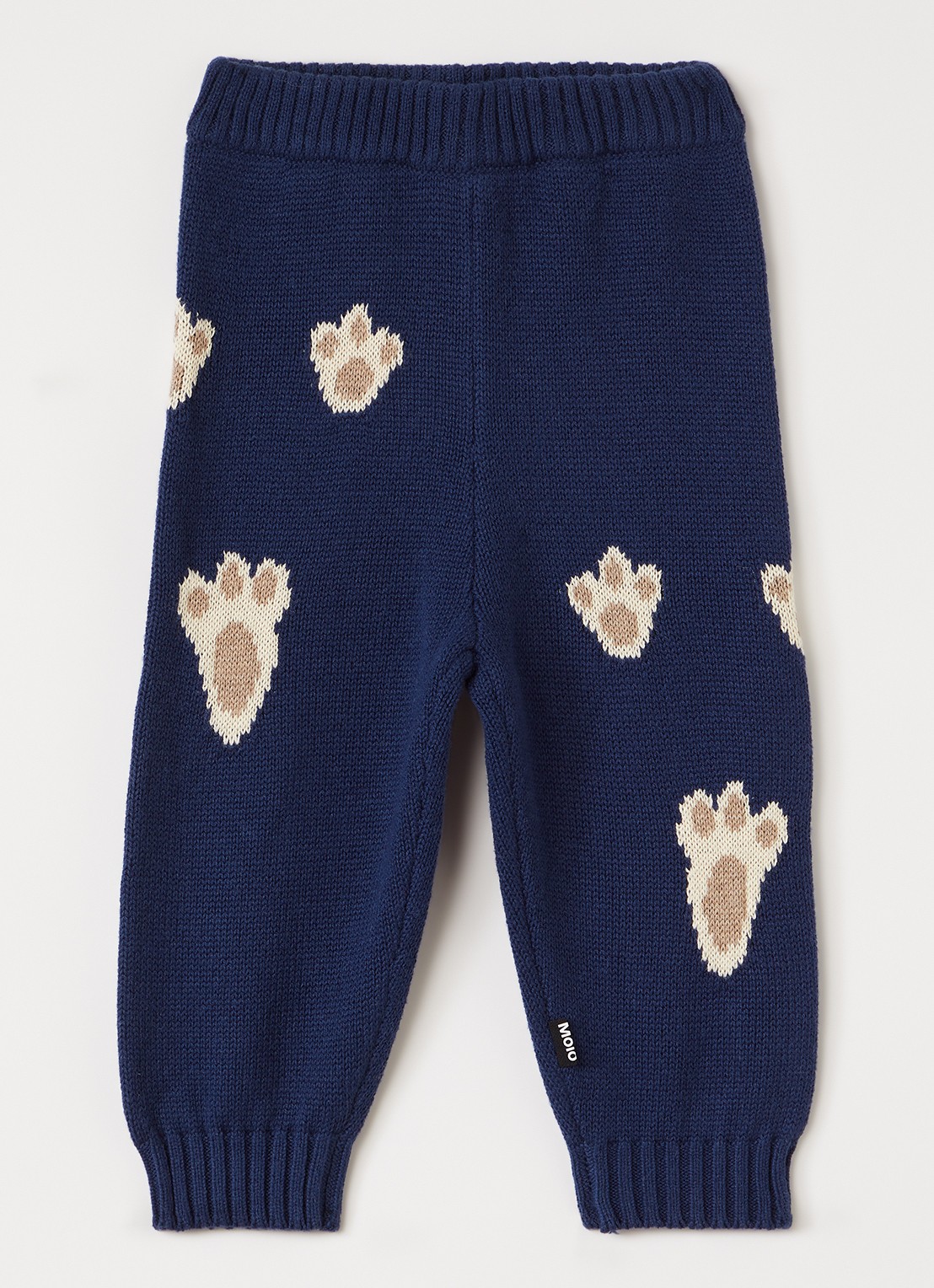 Molo Fijngebreide tapered fit broek in wolblend - voorkant 2 donkerblauw