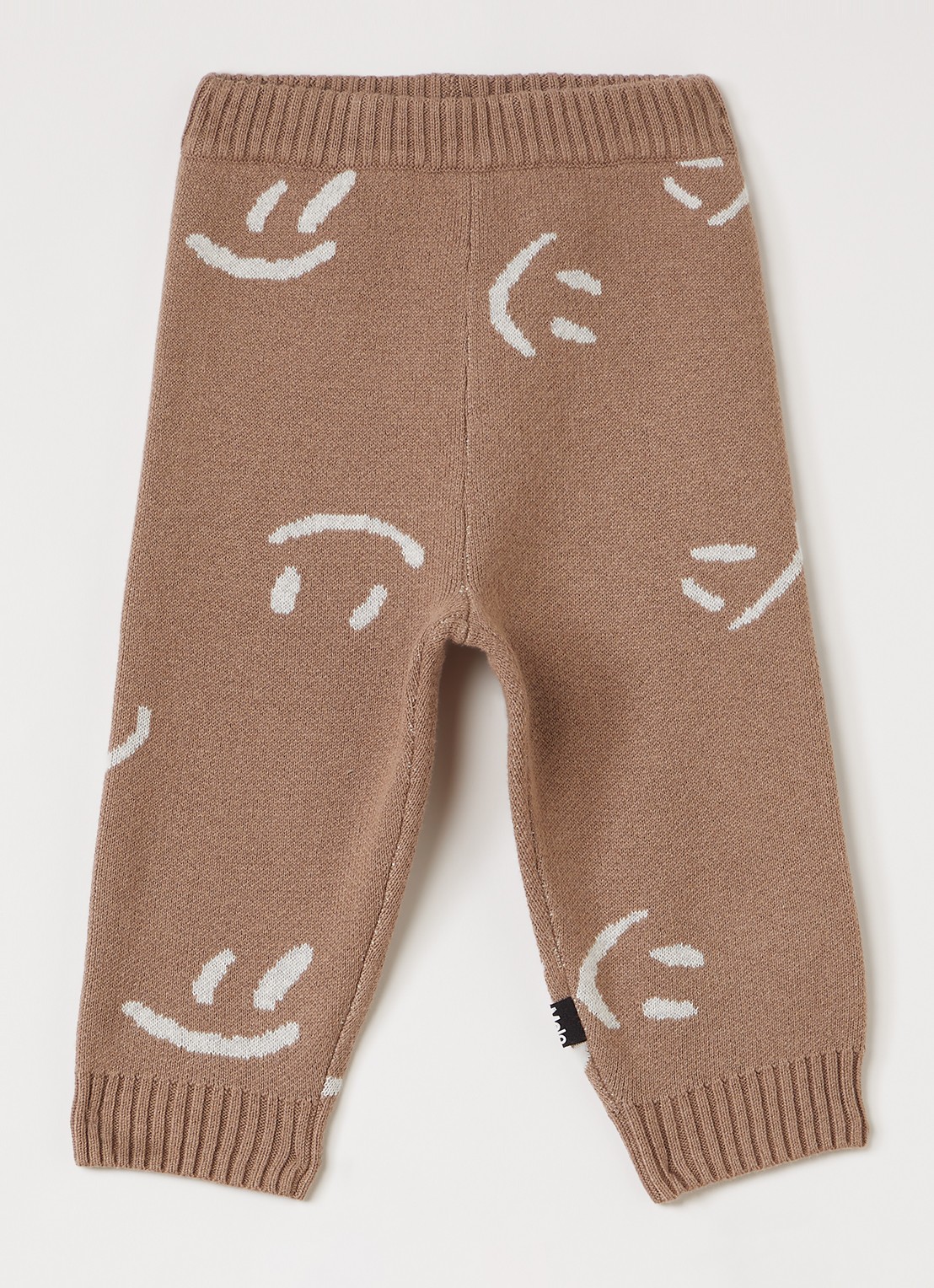 Molo Fijngebreide tapered fit broek in wolblend - voorkant 2 zand