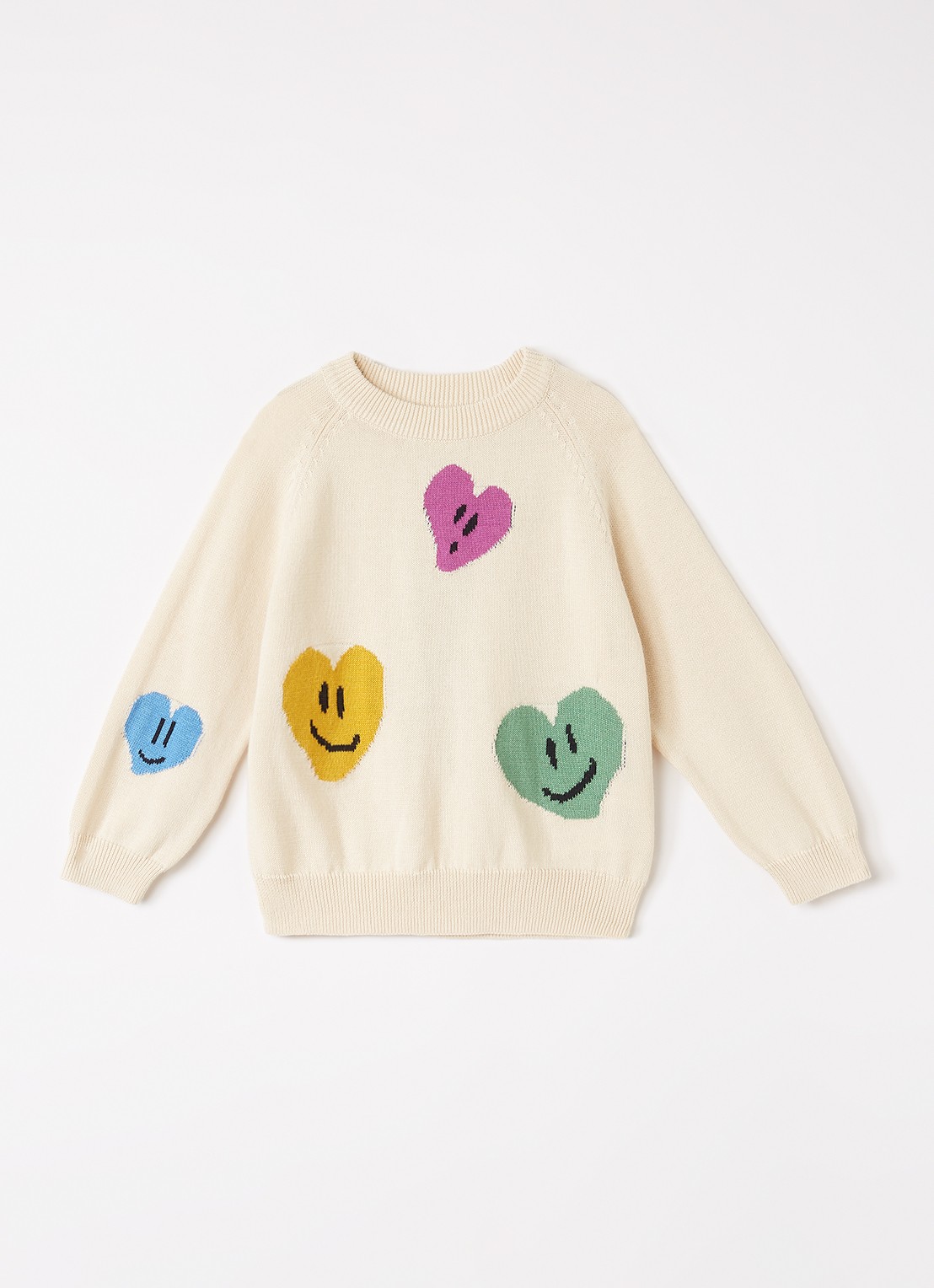 Molo Gilby fijngebreide trui met ingebreid patroon - voorkant beige