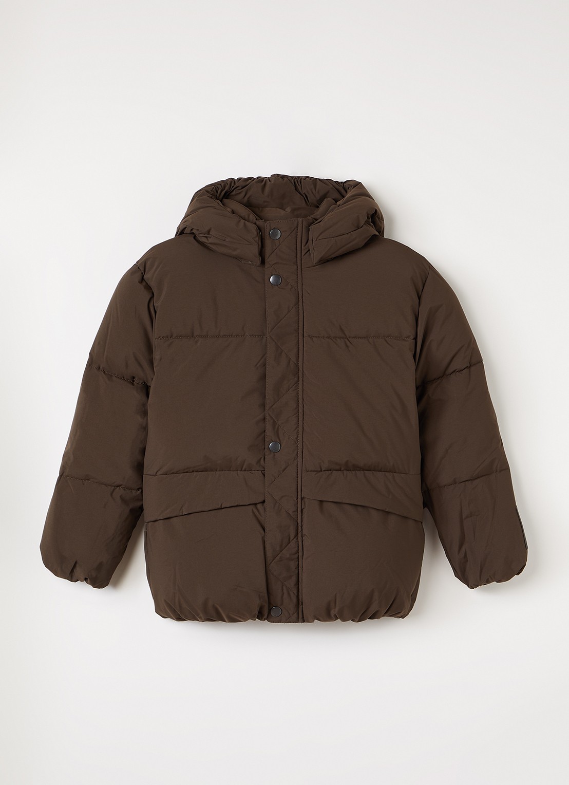Molo Hayden pufferjack met paspelzakken - voorkant bruin