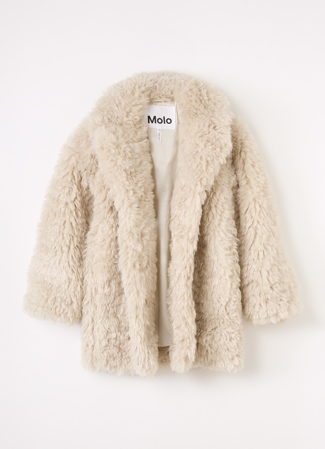 Molo Helin mantel van teddy - voorkant 3 beige