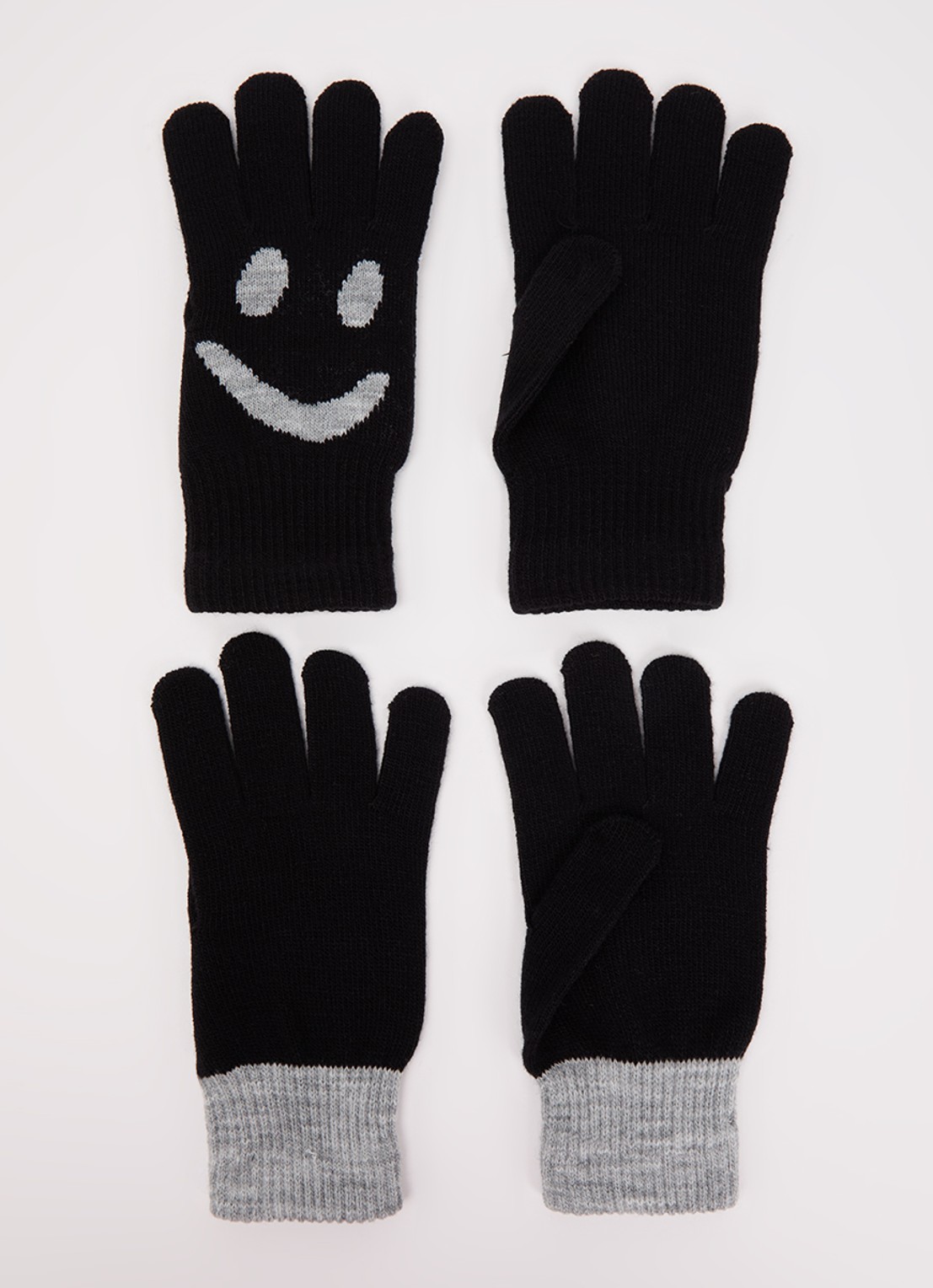 Molo Kello fijngebreide handschoenen in 2-pack - voorkant zwart