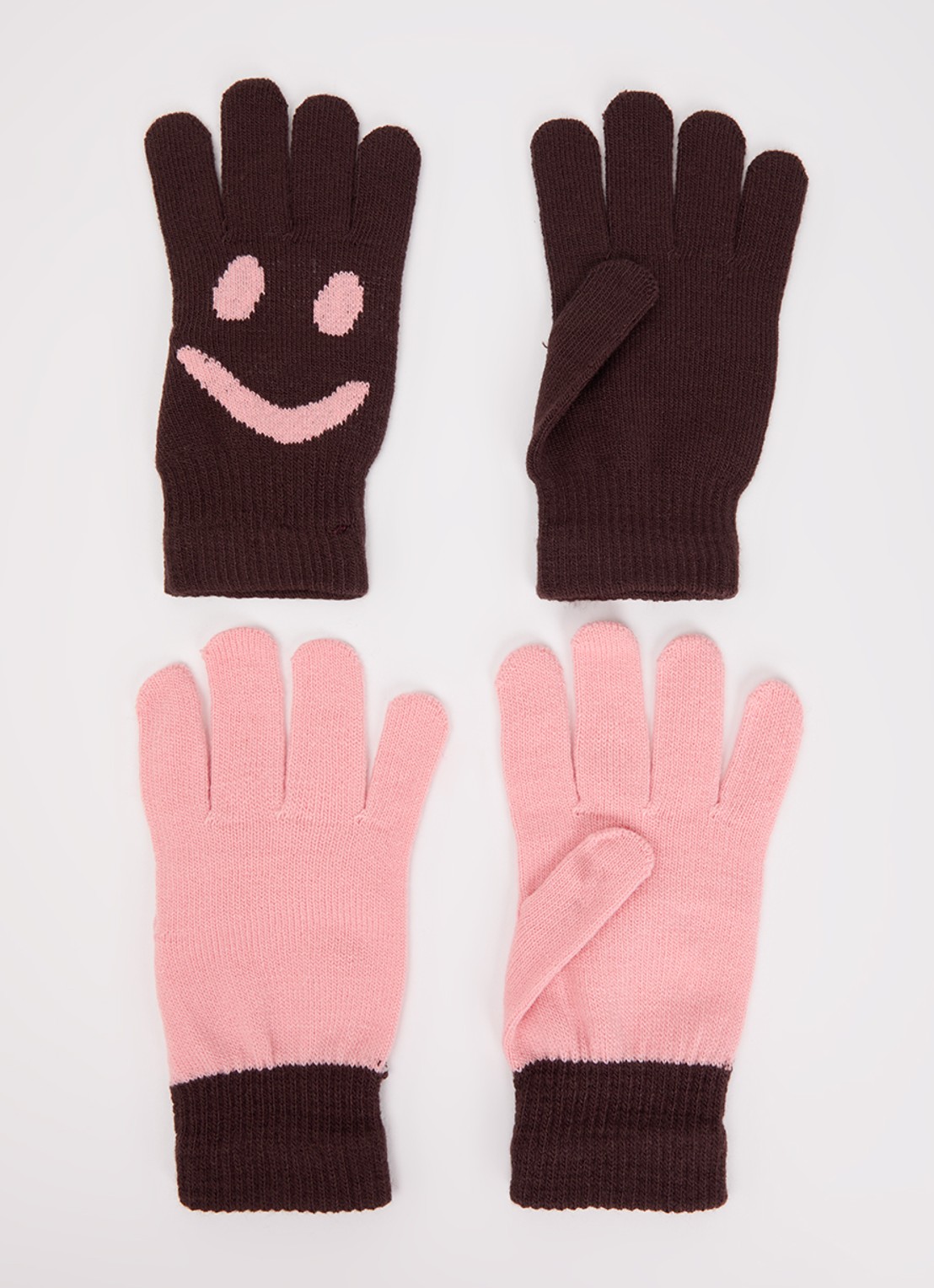 Molo Kello fijngebreide handschoenen in 2-pack - voorkant donkerbruin