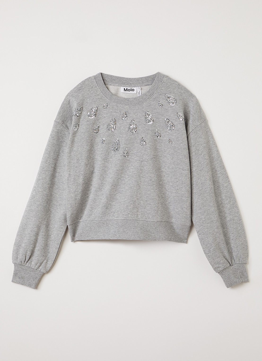 Molo Miki sweater met pailletten - voorkant 2 grijsmele