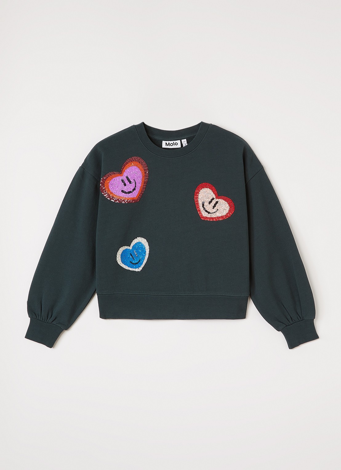 Molo Miki sweater met pailletten - voorkant groen