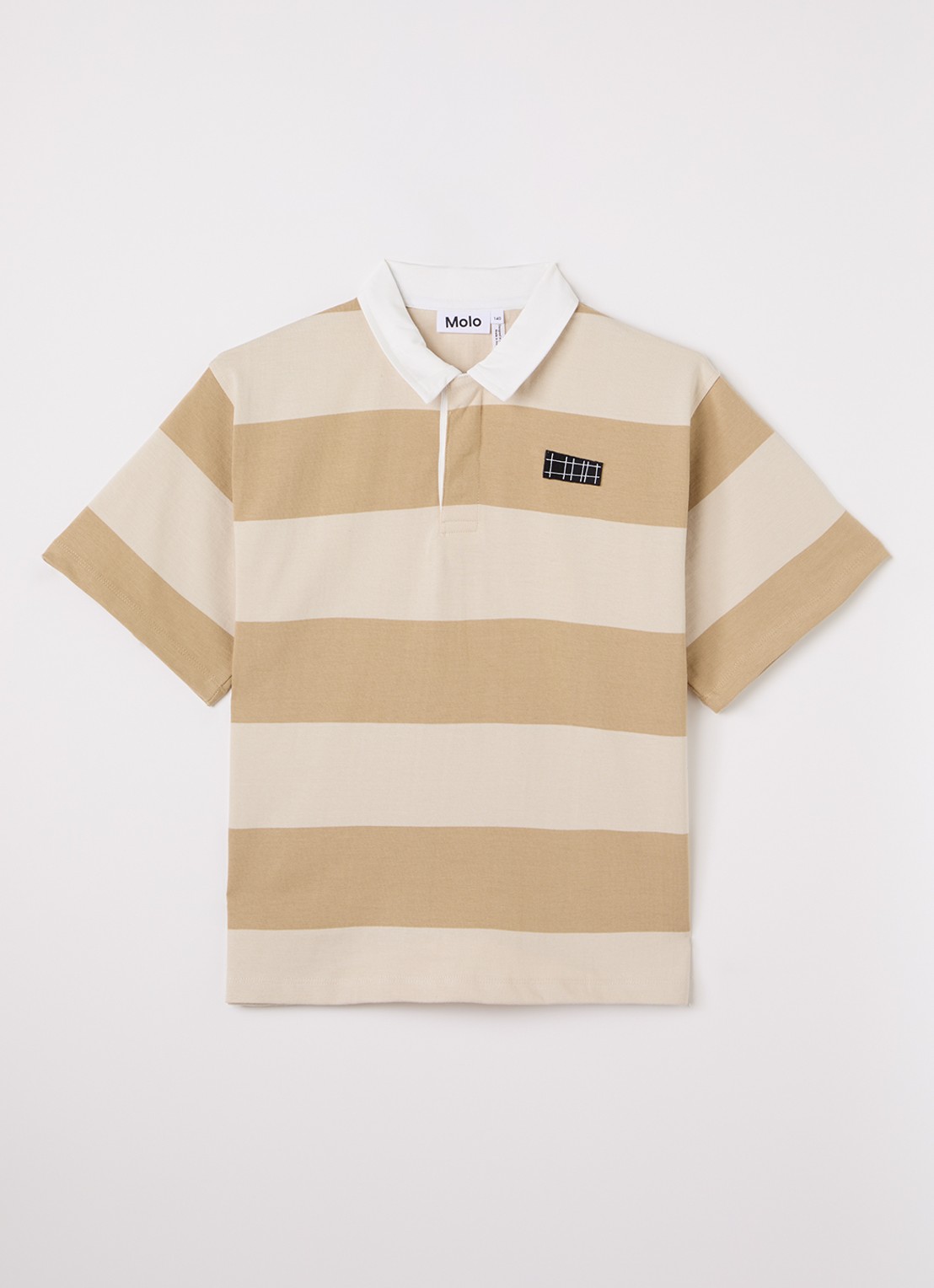 Molo Reef polo met streepprint - voorkant beige