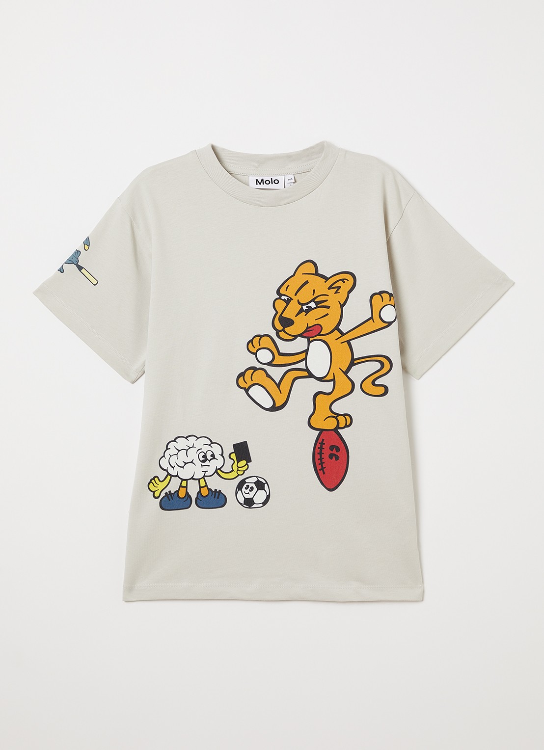 Molo Riley T-shirt met front- en backprint - voorkant lichtgrijs