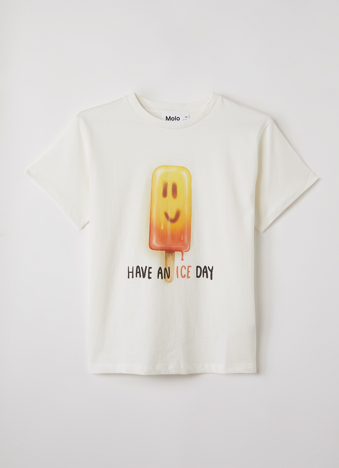 Molo Riley T-shirt met ruitdessin - voorkant gebroken wit