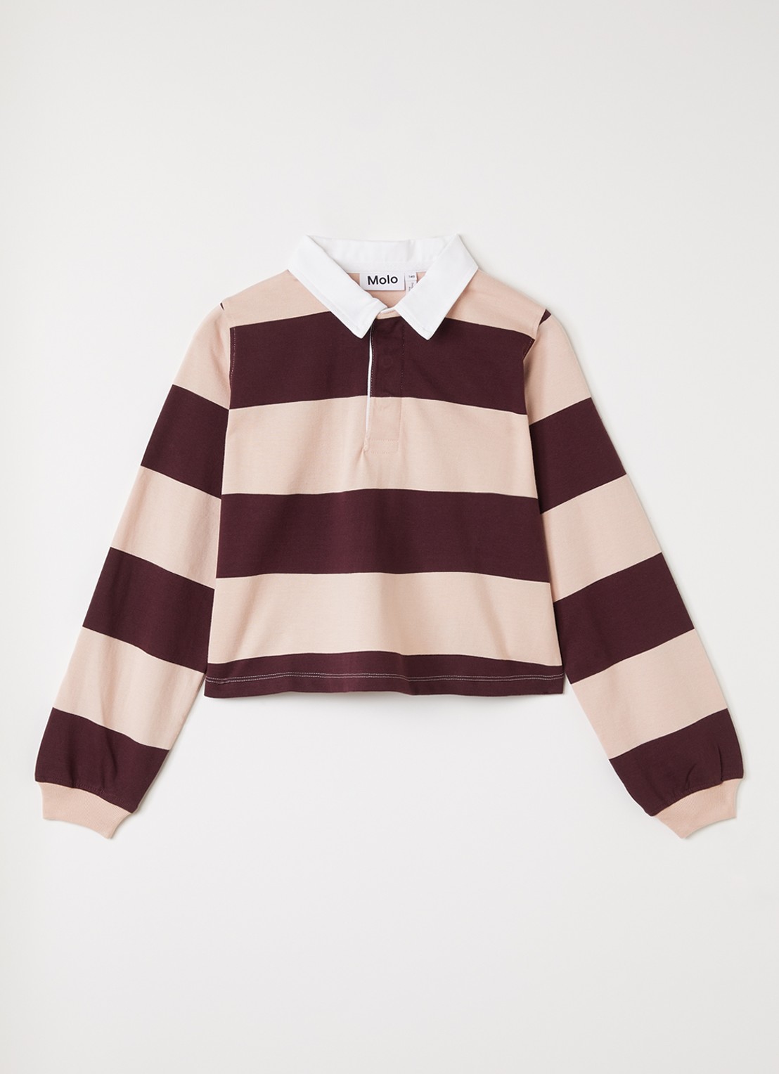 Molo Rozalia polo met streepprint - voorkant cranberryrood