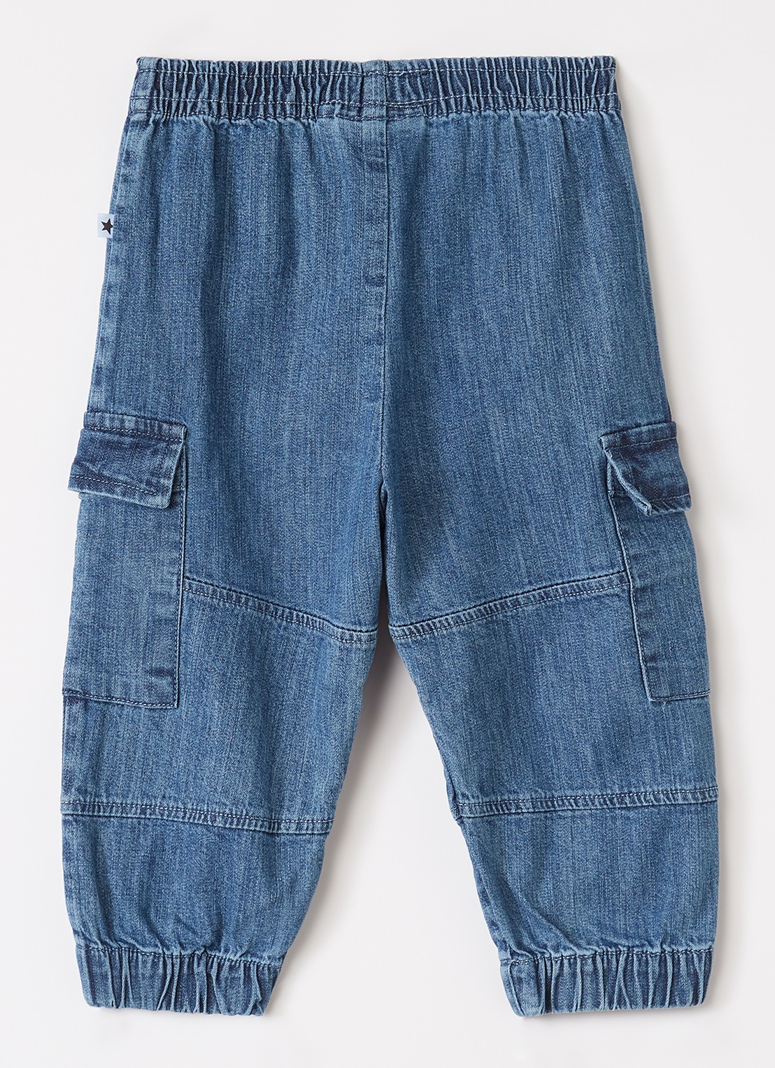 Molo Sae tapered fit cargobroek van chambray - voorkant 2 indigo