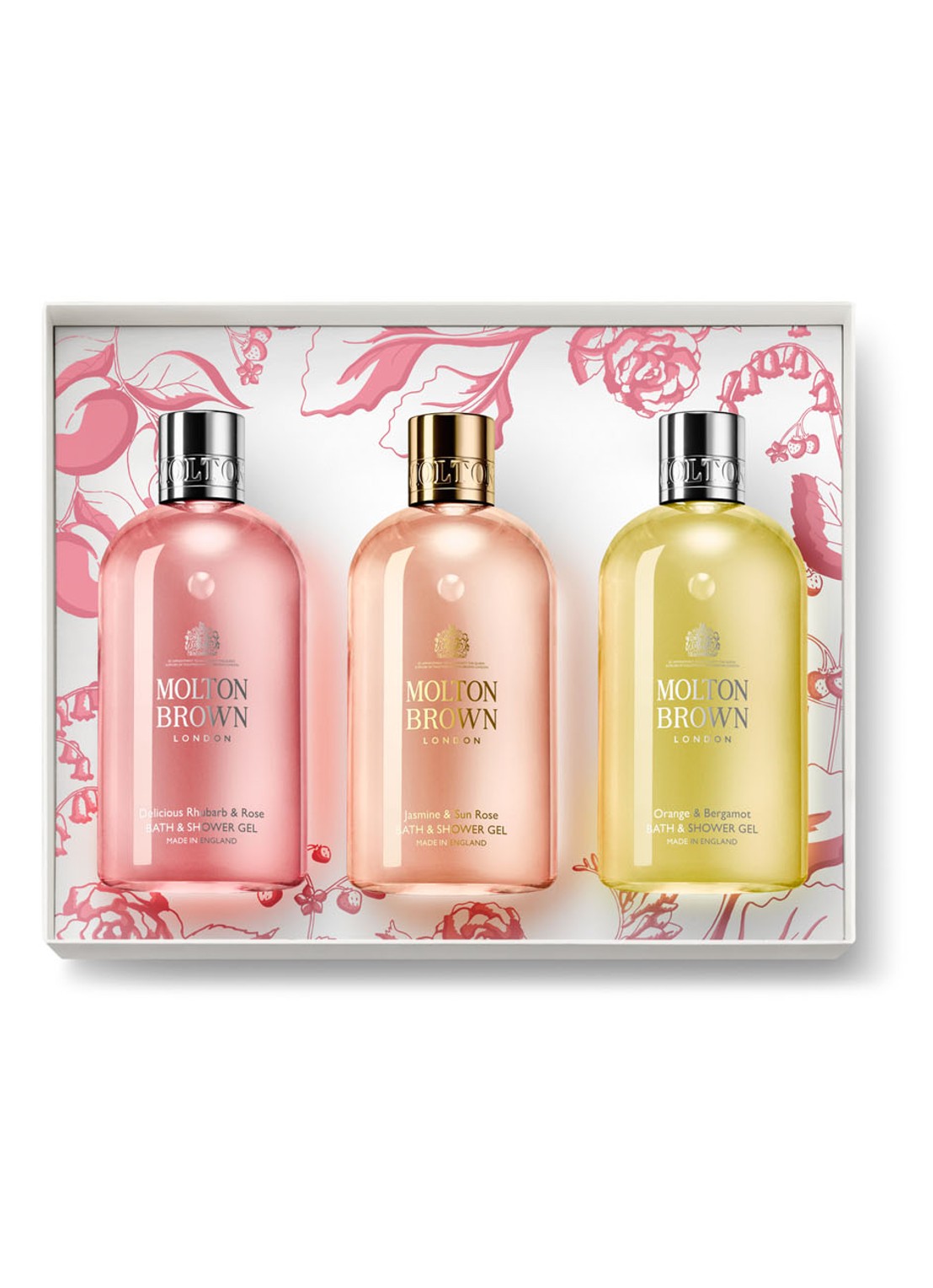 Molton Brown Deicious Rhubarb & Rose 2022 Bathing Trio Set - Limited Edition geschenkset - voorkant 3 undefined